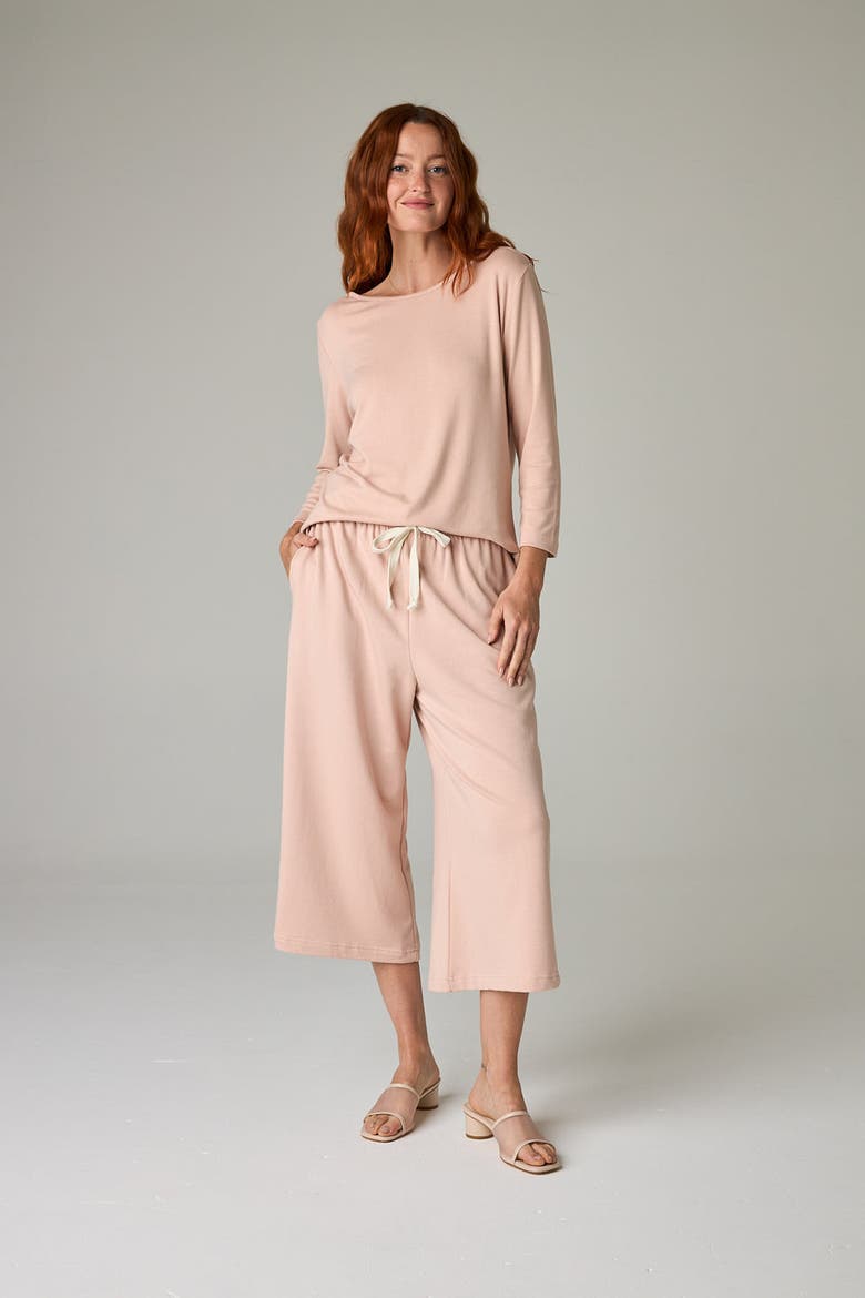 Nasaya Eco-Luxe Rib Bateau Neck 3/4 Length Sleeve Top - Ultra-Luxe Flow, Alternate, color, Rose Quartz