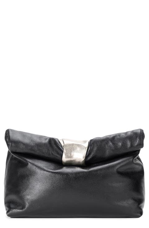 Leather Foldover Cuff Clutch