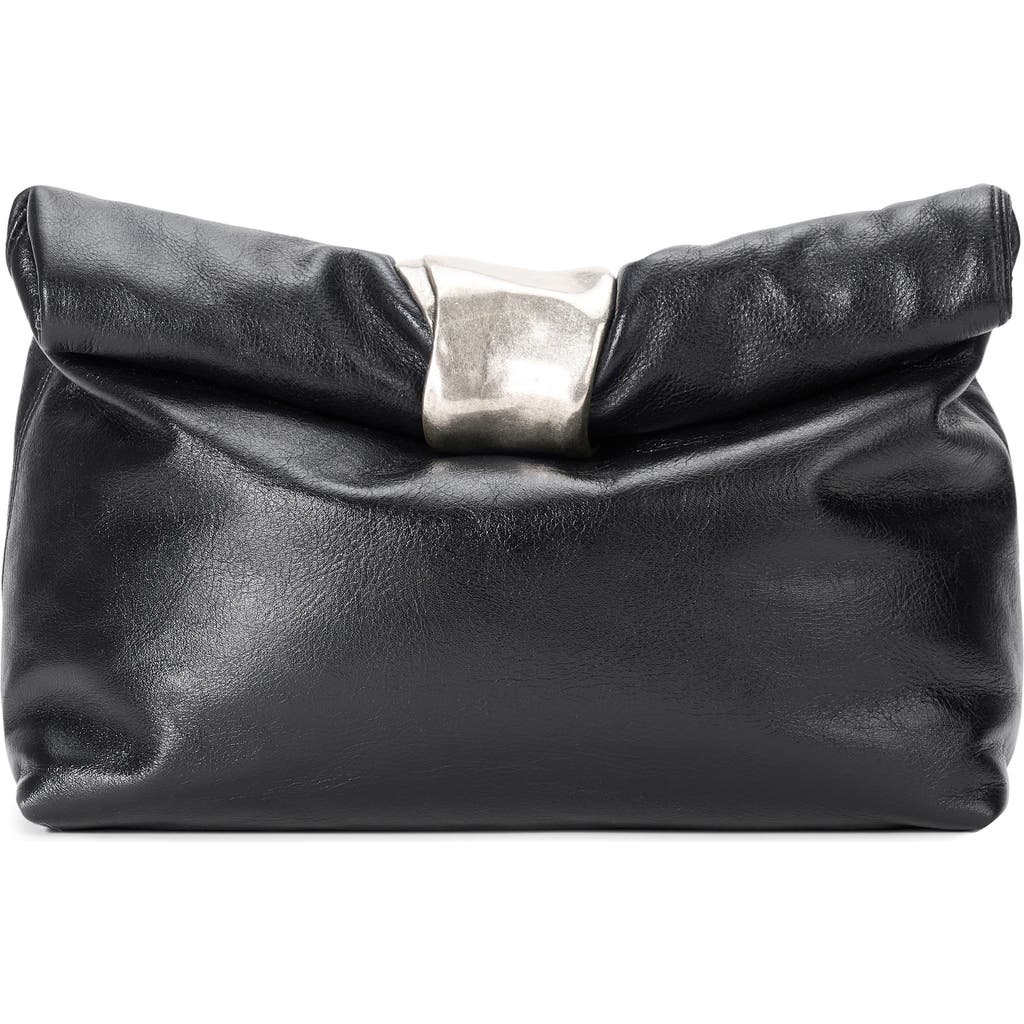 Staud Leather Foldover Cuff Clutch In Black