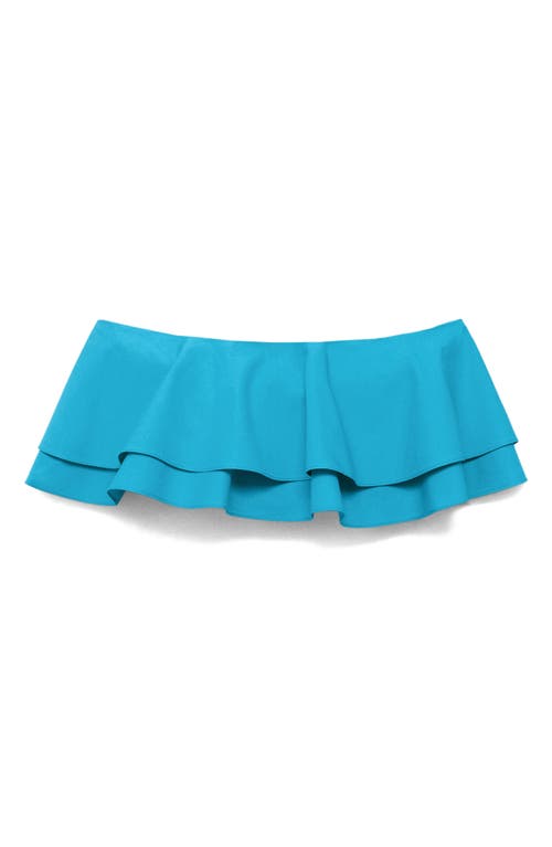 Mango Strapless Ruffle Top In Blue