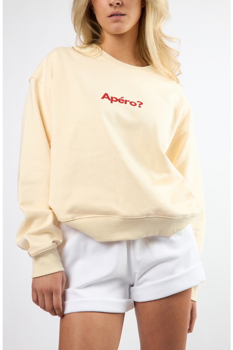 The Apéro? Cotton Graphic Sweatshirt, Alternate, color, CREAM