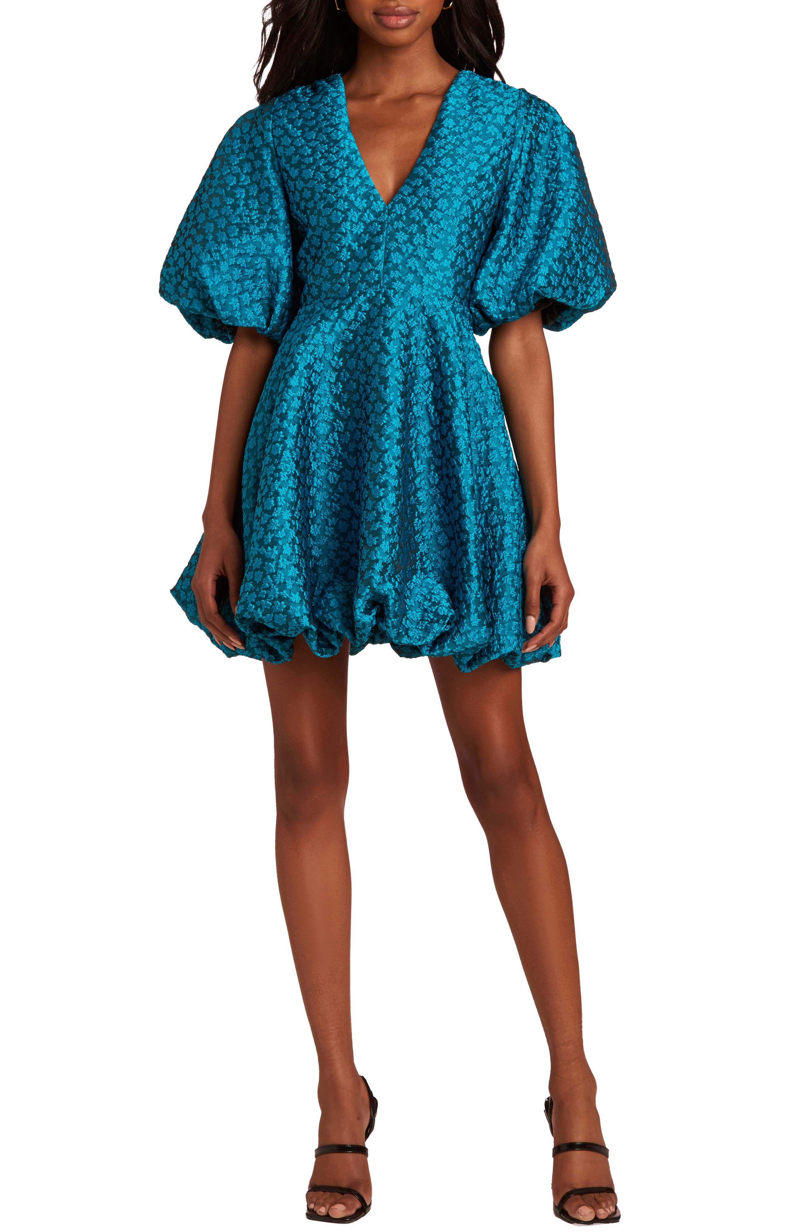 Amanda Uprichard Minta Floral Jacquard Babydoll Bubble Minidress