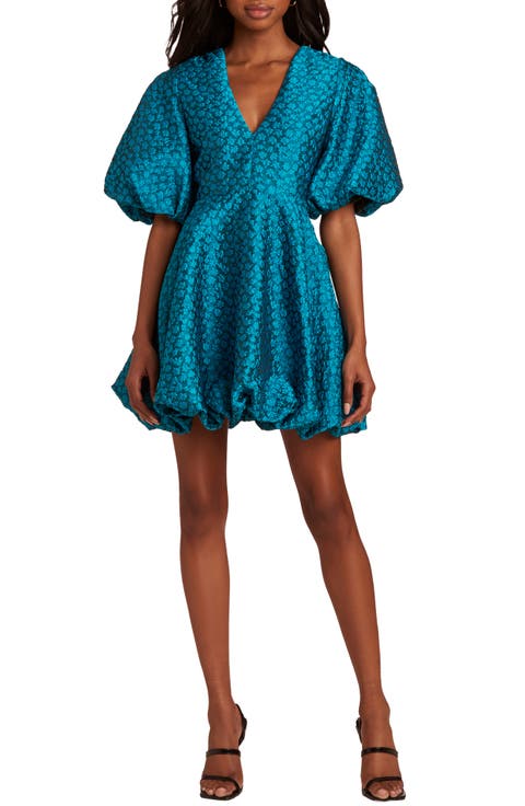 Minta Floral Jacquard Babydoll Bubble Minidress