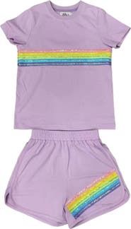 Lola + The Boys Rainbow Sequin Short Set