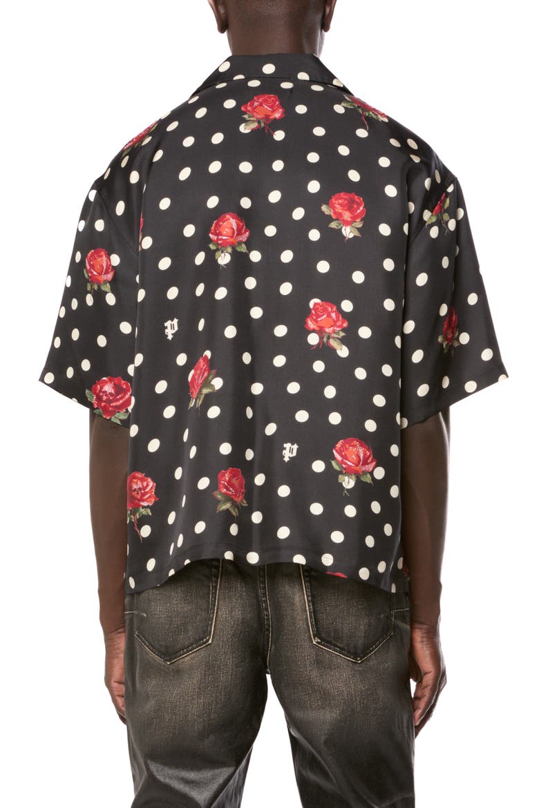 Silk Blend Camp Shirt, Alternate, color, BLACK
