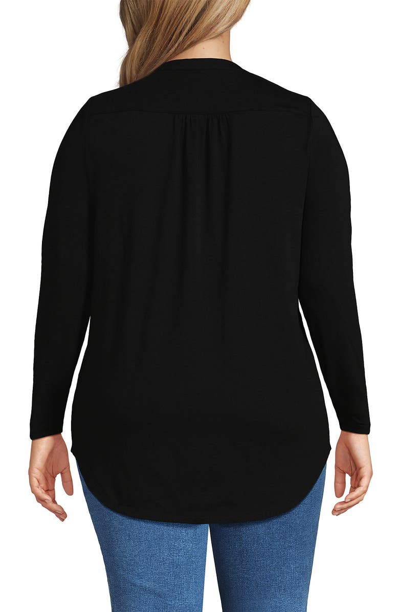 Lands' End Long Sleeve Lattice Pintuck Tunic, Alternate, color, 