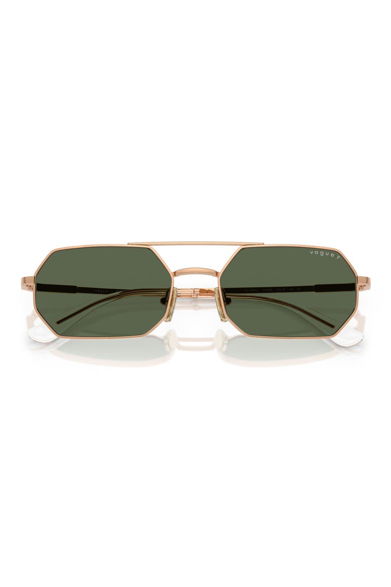 55mm Polarized Irregular Sunglasses, Alternate, color, ROSE GOLD