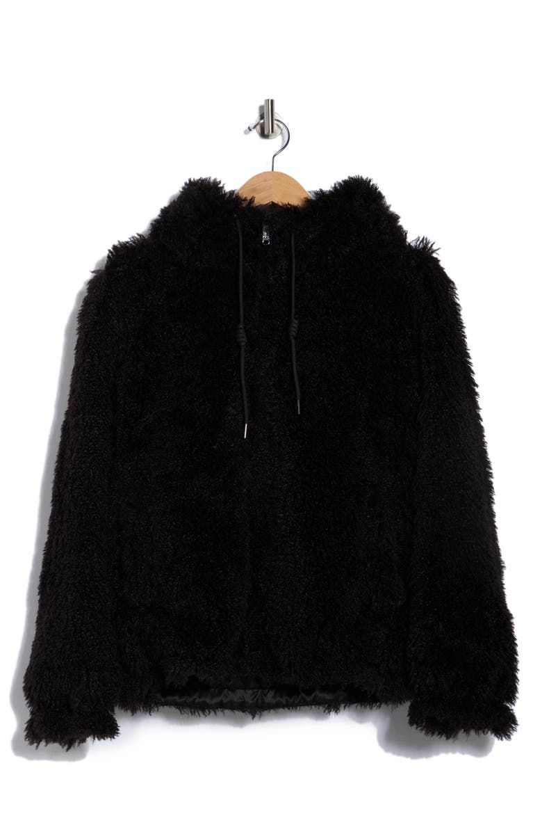 Sam Edelman Teddy Faux Shearling Hooded Jacket, Alternate, color, Black