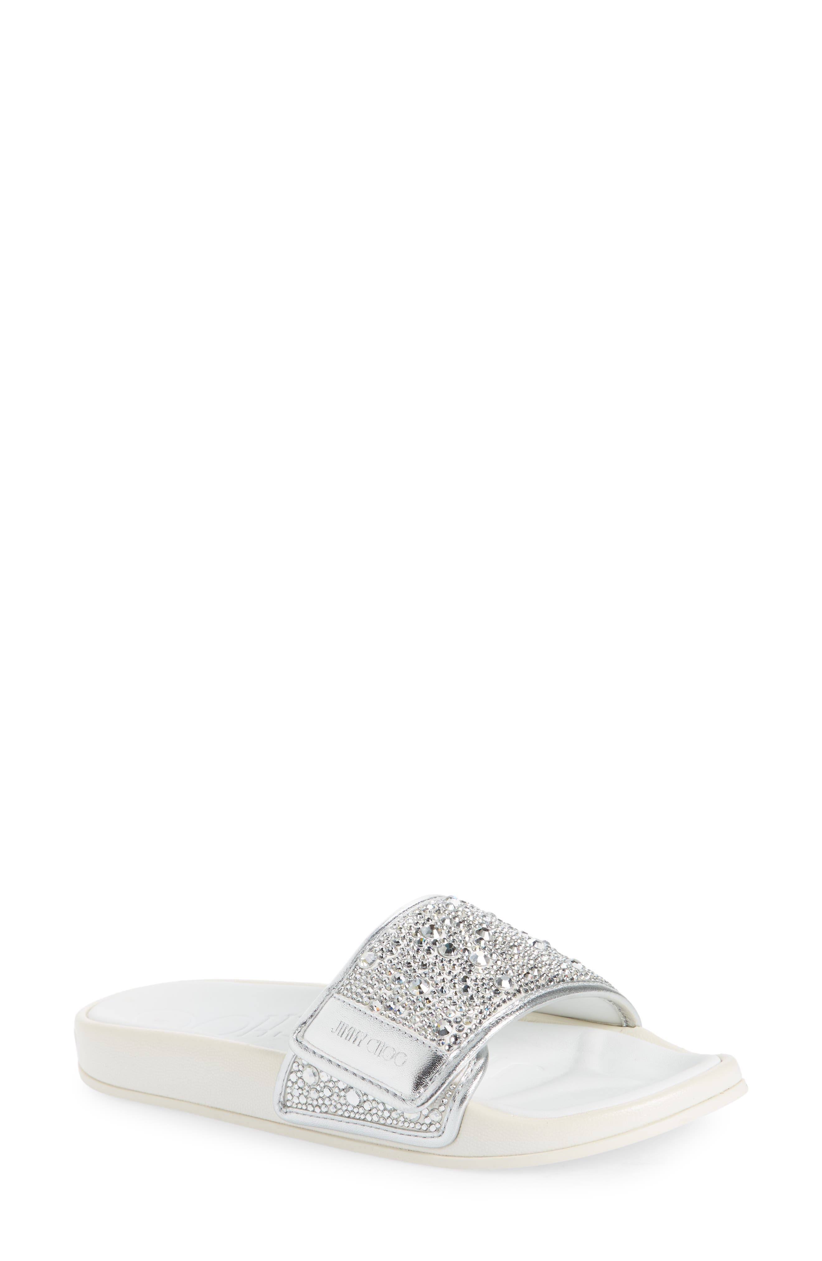 Jimmy Choo Fitz Imitation Pearl Embellished Slide Sandal, Main, color, 