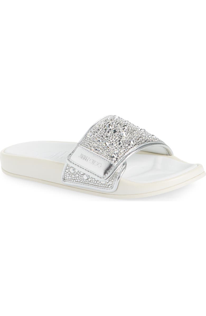 Jimmy Choo Fitz Imitation Pearl Embellished Slide Sandal, Main, color,