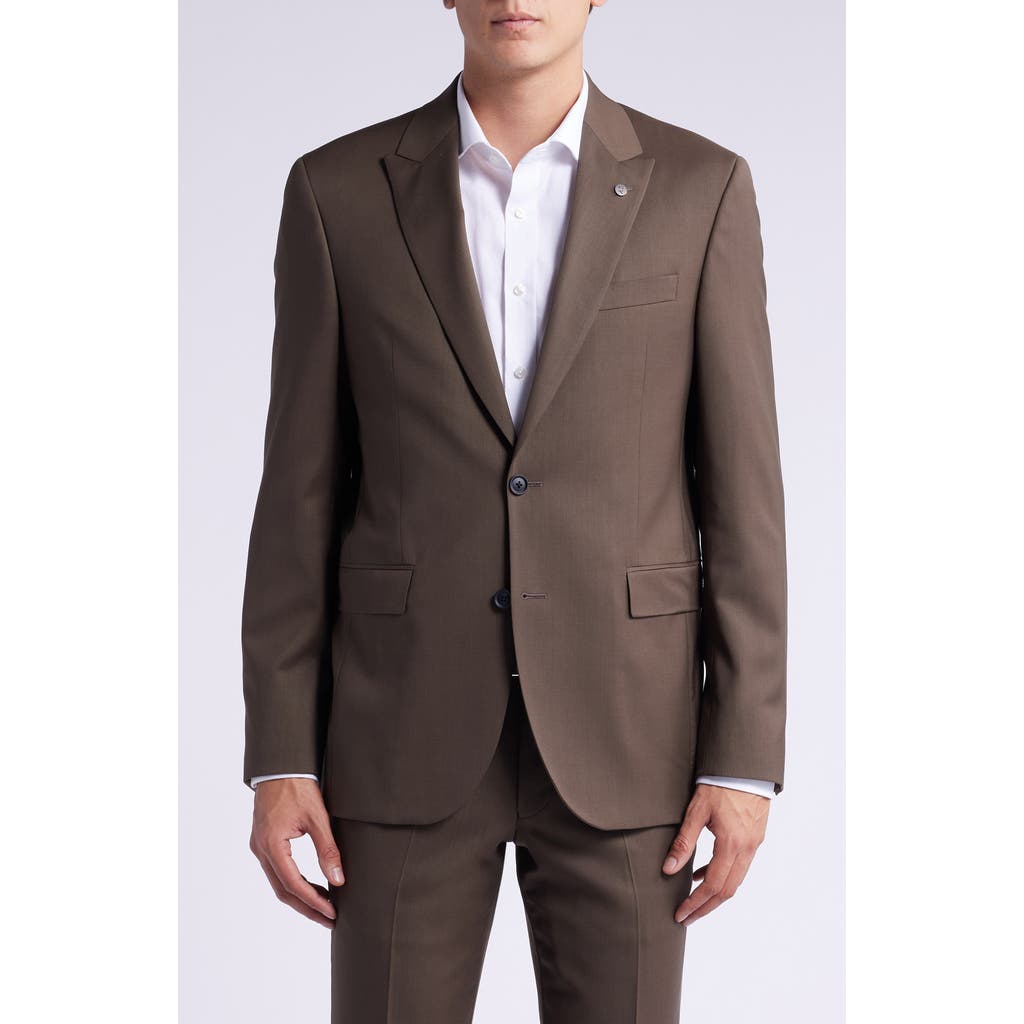 Allsaints Rawdon Peaked Lapel Slim Fit Wool Blend Sport Coat Suit Separate In Brown