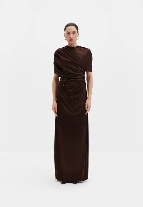 Cassia Draped Fitted Maxi Dress