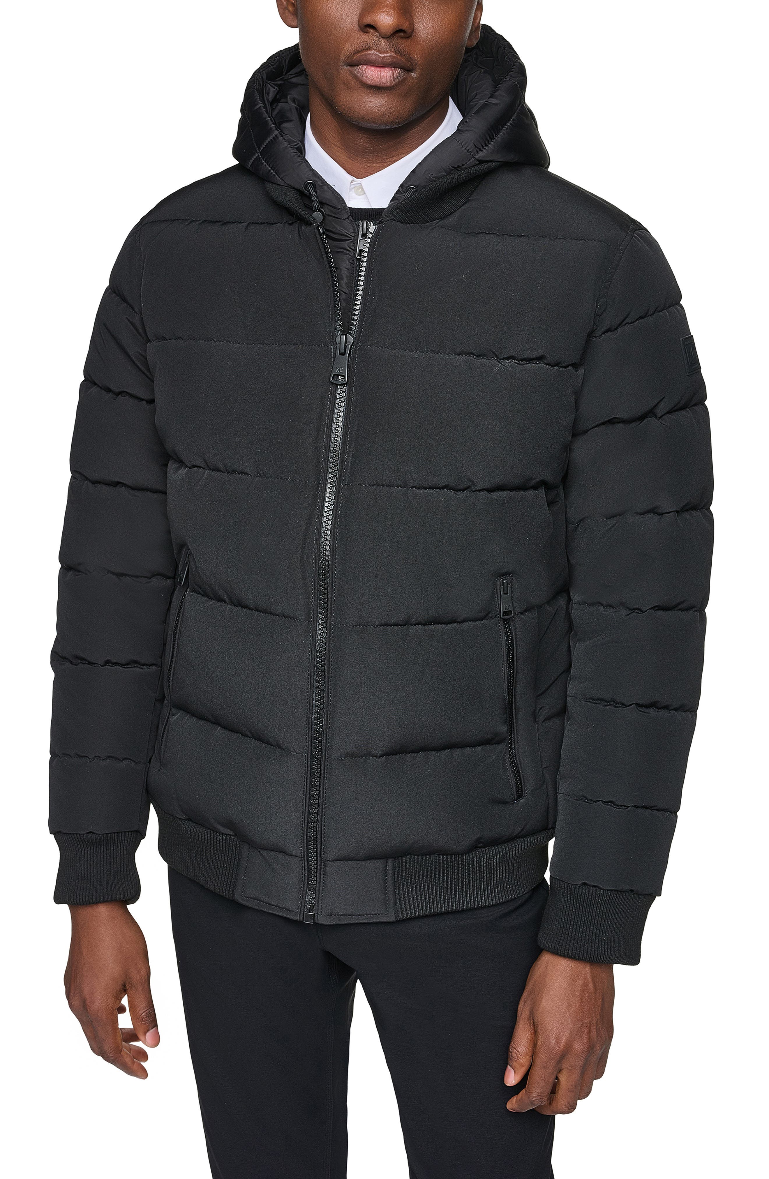 Oxford Hooded Quilted Bomber Jacket