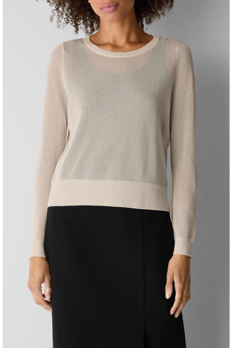 Crewneck Semisheer Sweater, Main, color, PLASTER
