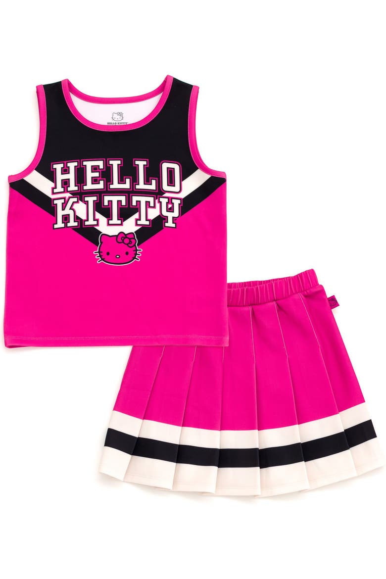 Cheerleader Tank Top and Pleated Skirt Set, Main, color, Hello Kitty Pink Black