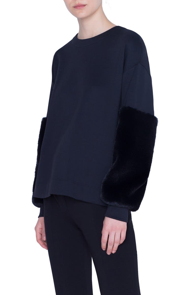 Akris punto Faux Fur & Neoprene Top, Alternate, color, 