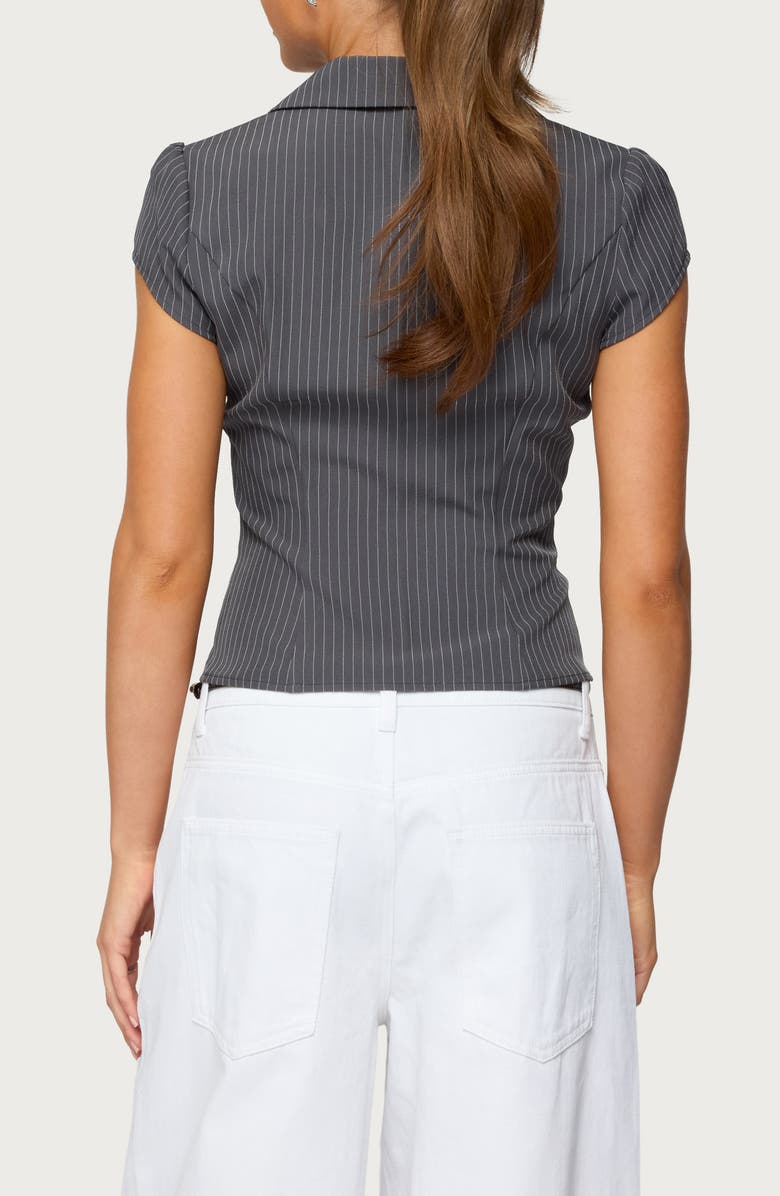 EDIKTED Juney Pinstripe Crop Cotton Blend Button-Up Shirt, Alternate, color, 