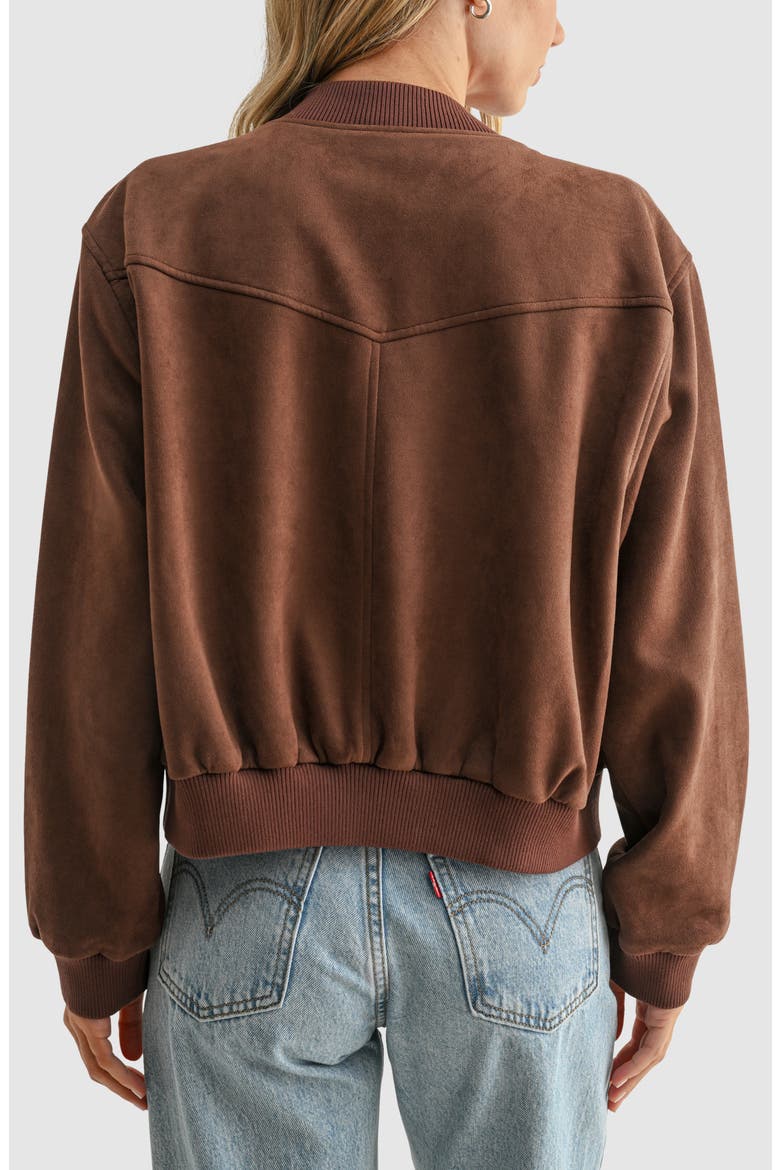 Faux Suede Bomber Jacket, Alternate, color, BROWN