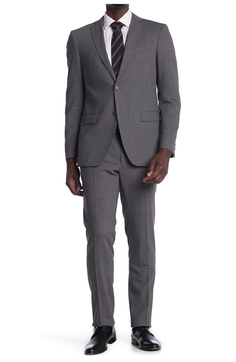 John Varvatos Grey Sharkskin Two Button Notch Lapel Suit, Main, color,