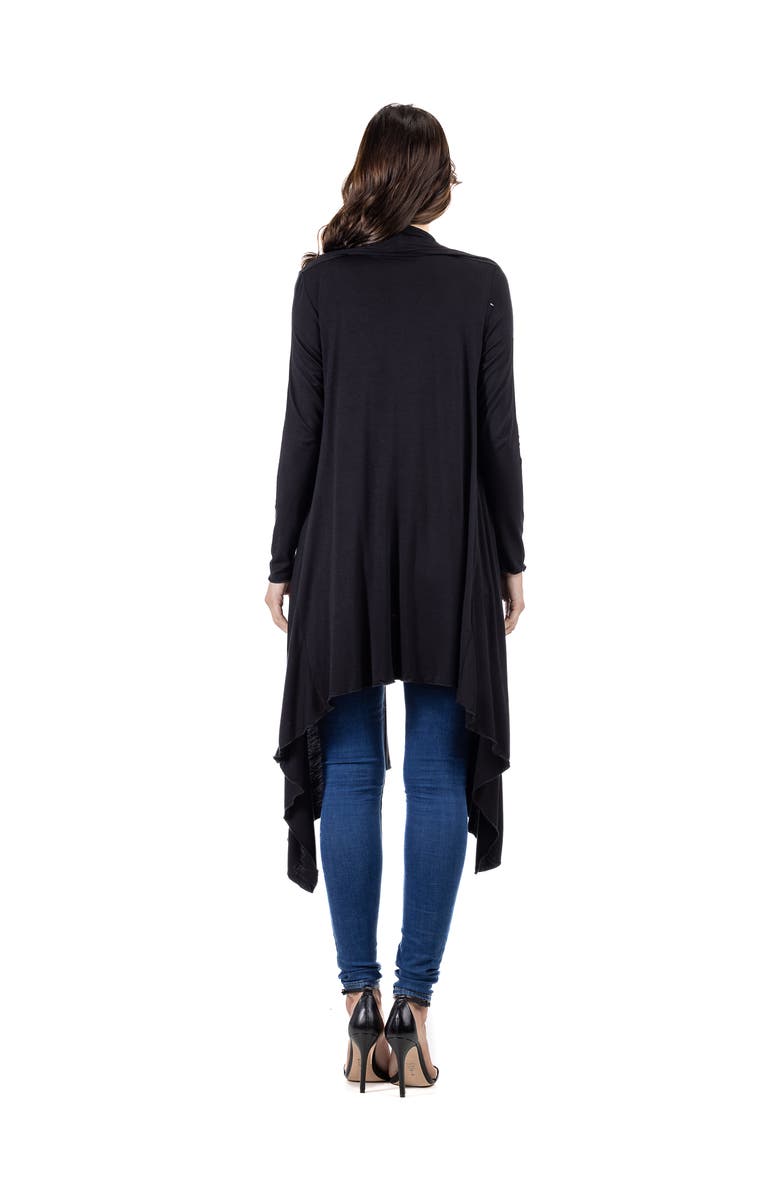 24seven Comfort Apparel Extra Long Open Front Cardigan, Alternate, color, Black
