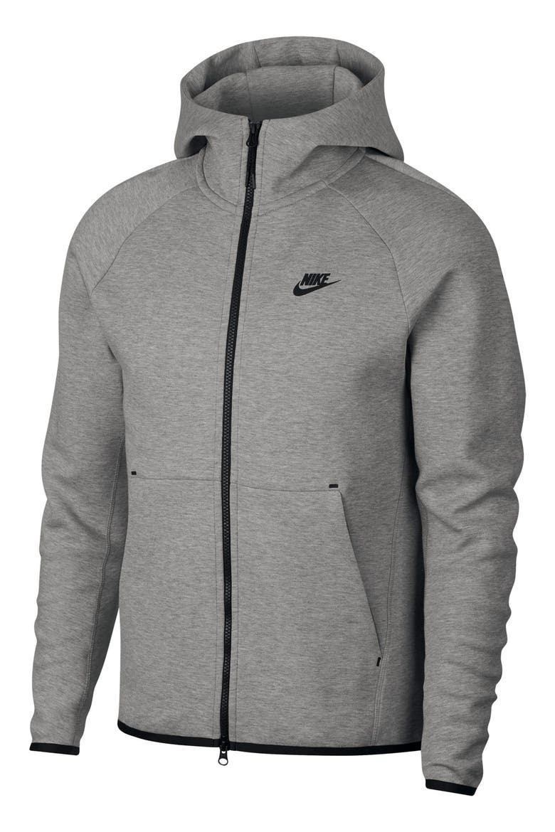 Sportswear Tech Fleece Zip Hoodie, Alternate, color, DK GREY HEATHER/ BLACK/ BLACK