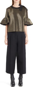 Fendi Metallic Neoprene Bell Sleeve Top