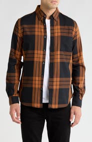 Ben Sherman Plaid Twill Long Sleeve Button-Up Shirt