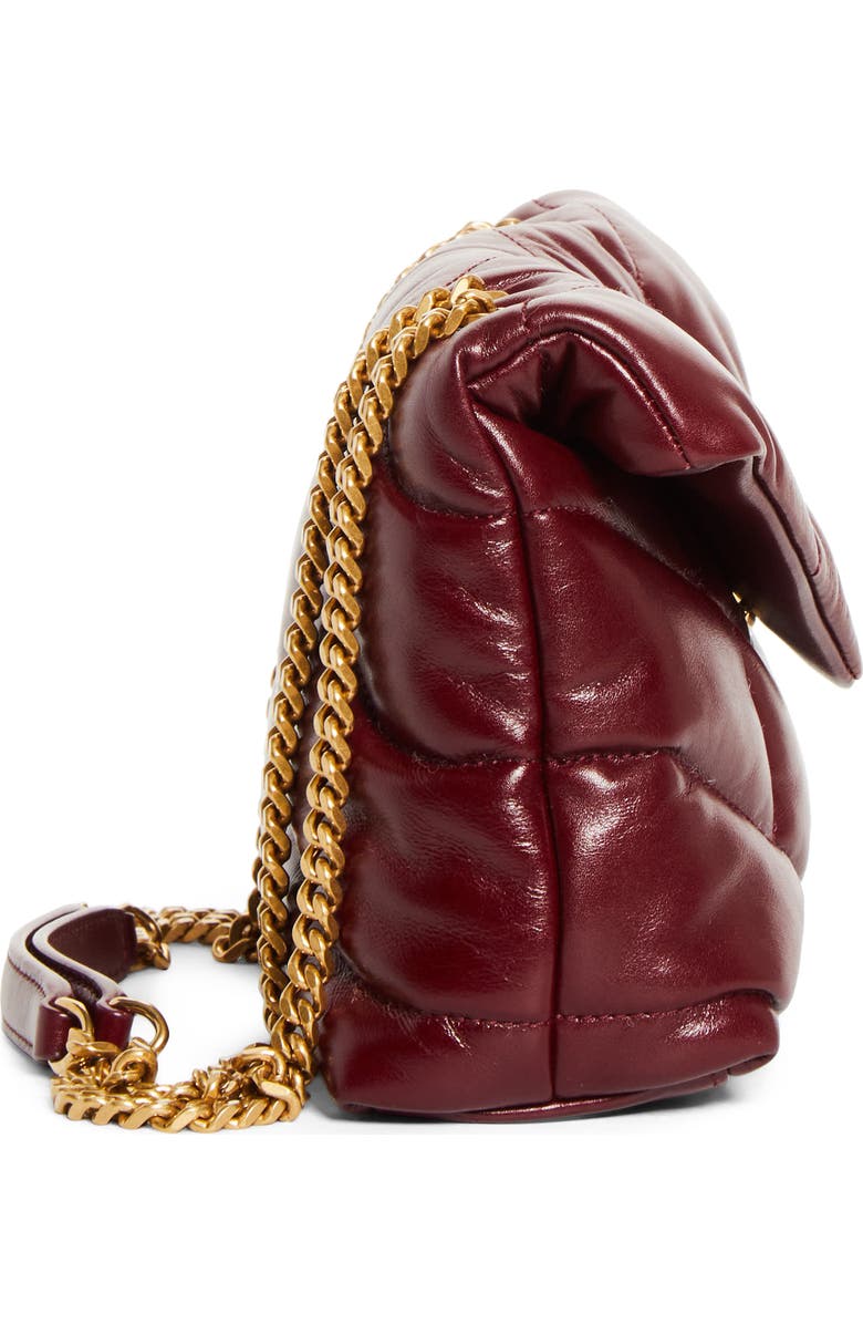 Saint Laurent Toy Loulou Quilted Puffer Leather Shoulder Bag, Alternate, color, Dark Ruby