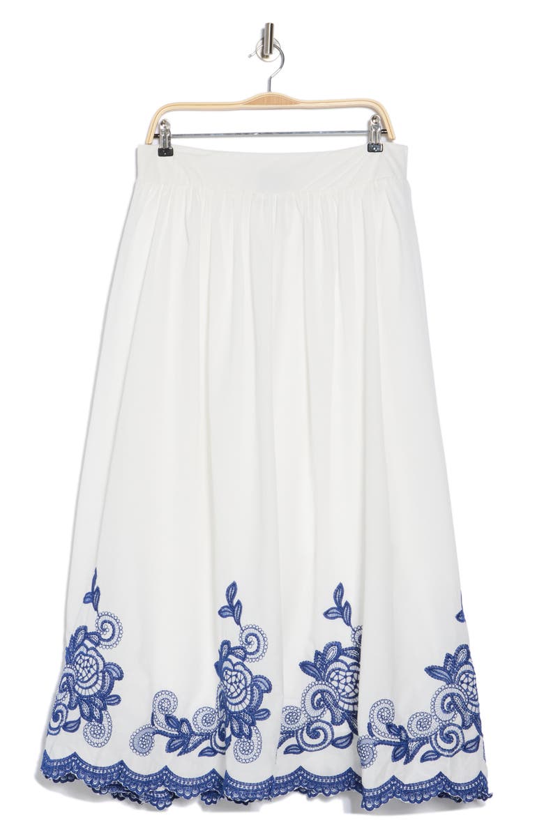 Forgotten Grace Embroidered Maxi Skirt, Alternate, color, White/ Blue