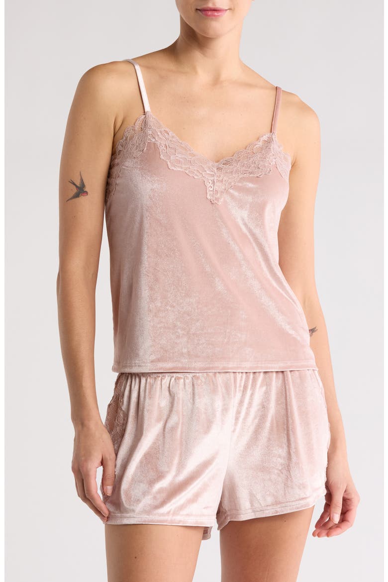 High Shine Velour Camisole & Shorts Pajamas, Main, color, SHADOW GRAY
