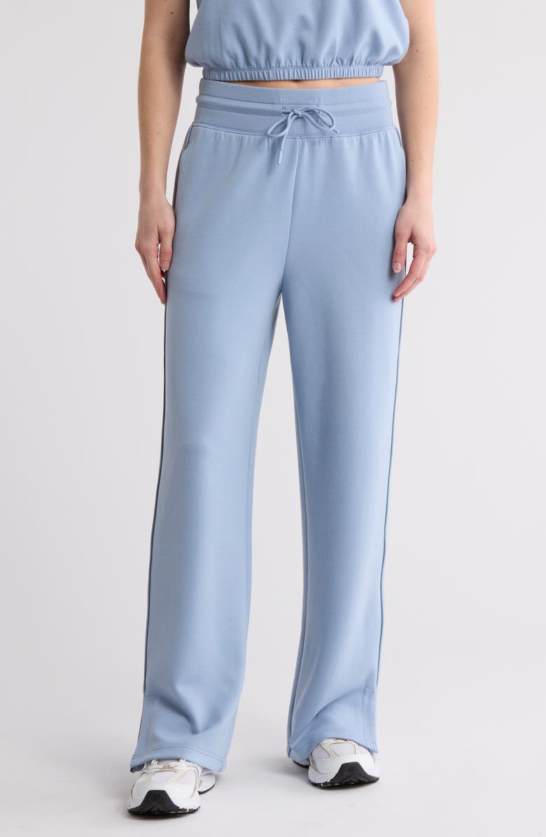 YOGALICIOUS Ease of Mind Scuba Knit Loose Fit Wide Leg Pants, Main, color, Rain Washed-Blue Fog