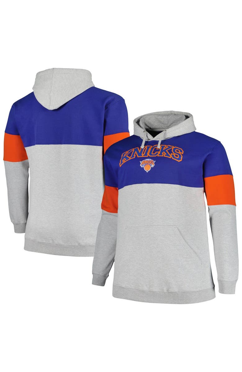 FANATICS Men's Fanatics Branded Blue/Orange New York Knicks Big & Tall Pullover Hoodie, Main, color, 