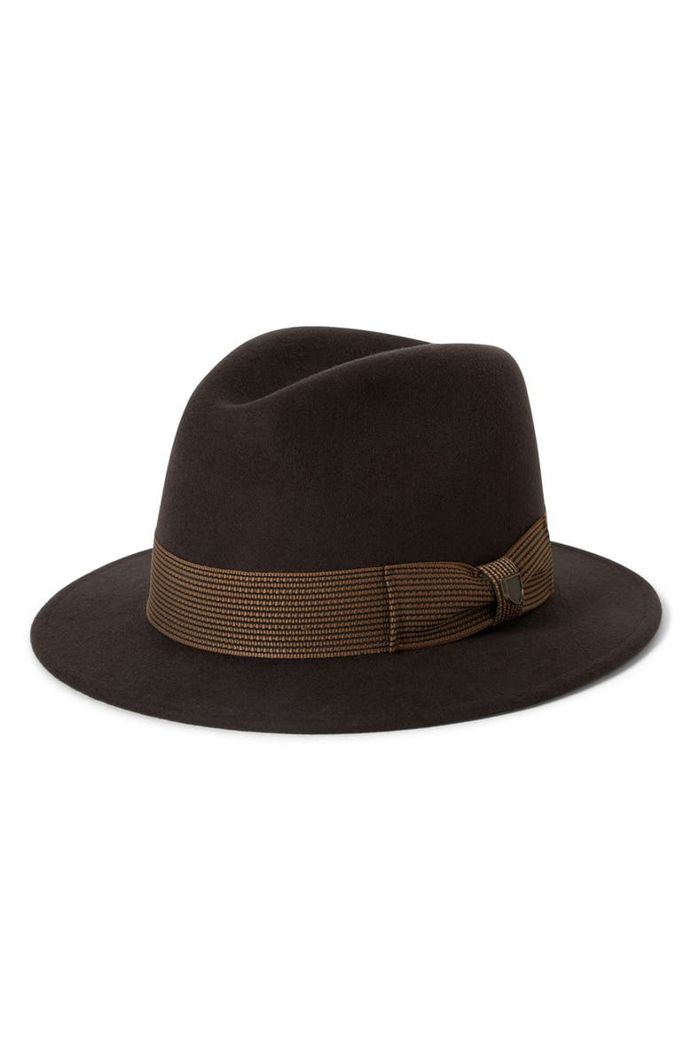 Brixton Roma Wool Felt Fedora, Main, color, Chocolate/ Bronze