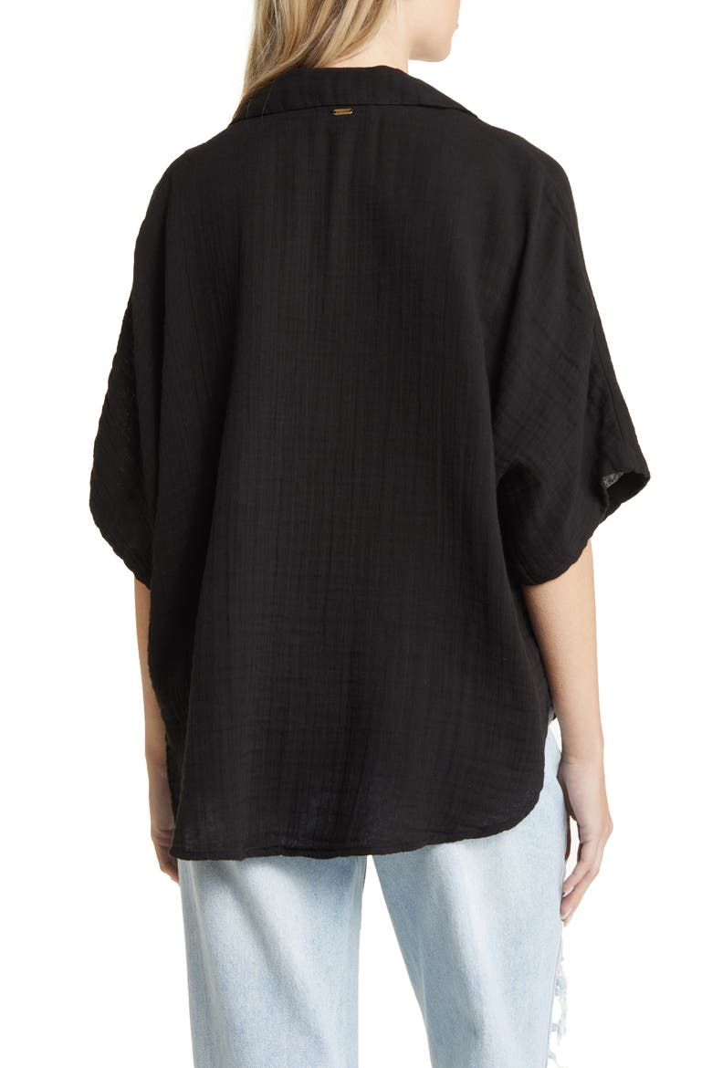 Premium Surf Cotton Gauze Button-Up Shirt, Alternate, color, BLACK