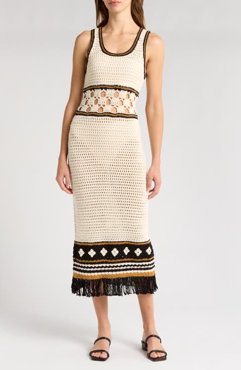 The Frayed Edges Cotton Crochet Maxi Dress