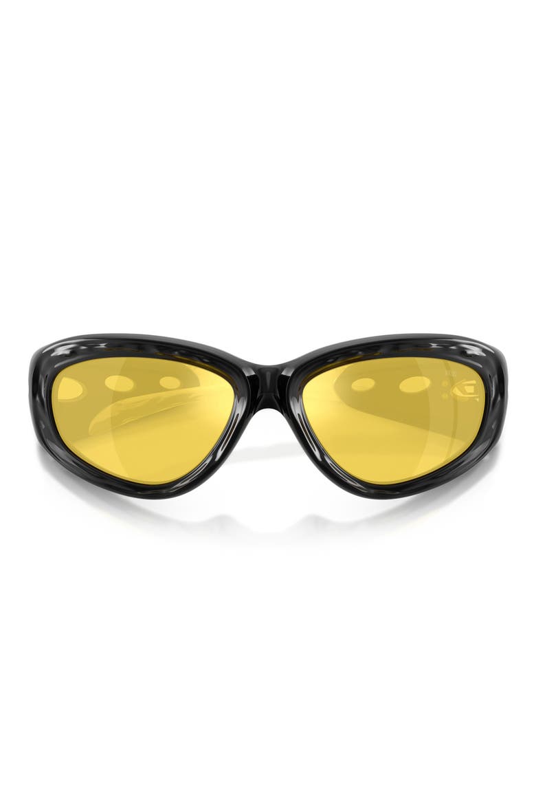 63mm Oversize PIllow Sunglasses, Alternate, color, SHINY BLACK / YELLOW MIRROR