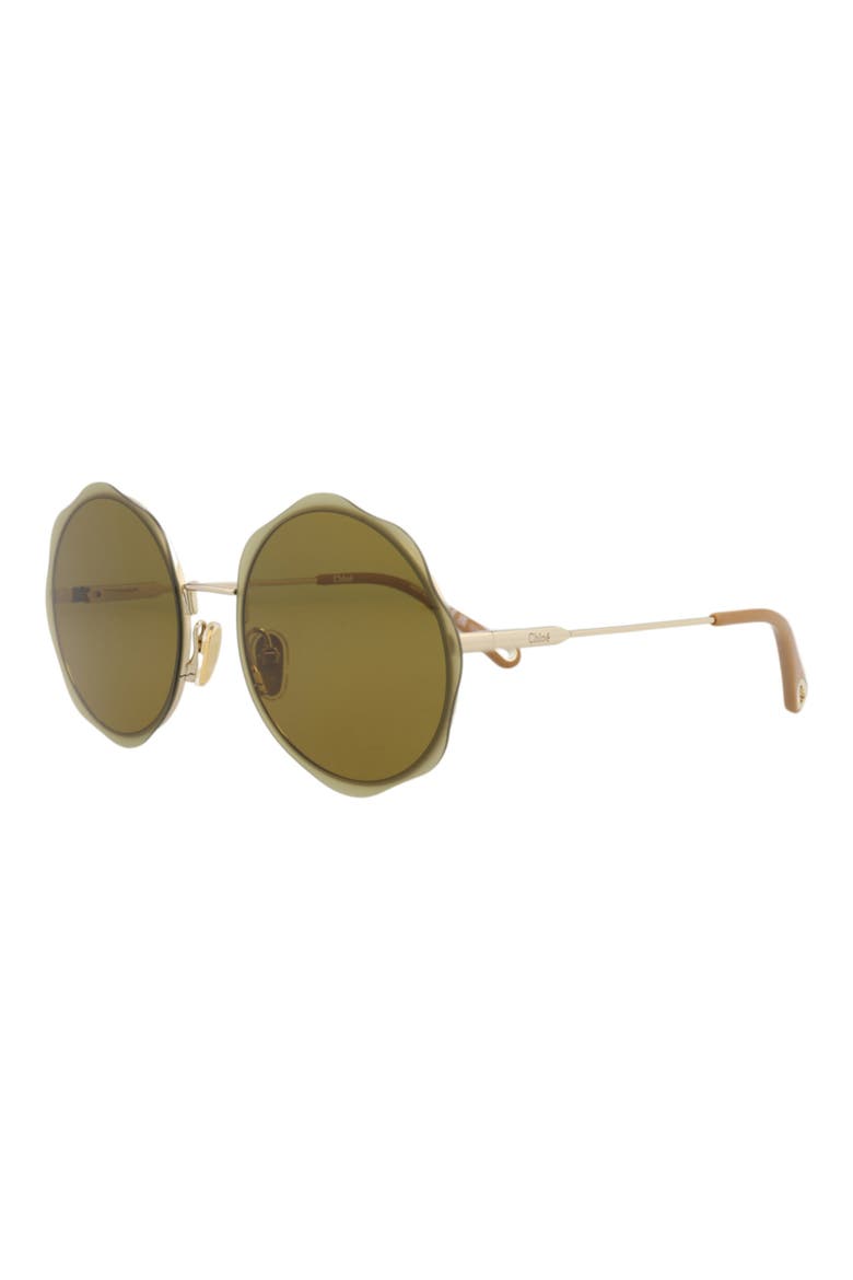 61mm Round Sunglasses, Alternate, color, GOLD GOLD GREEN