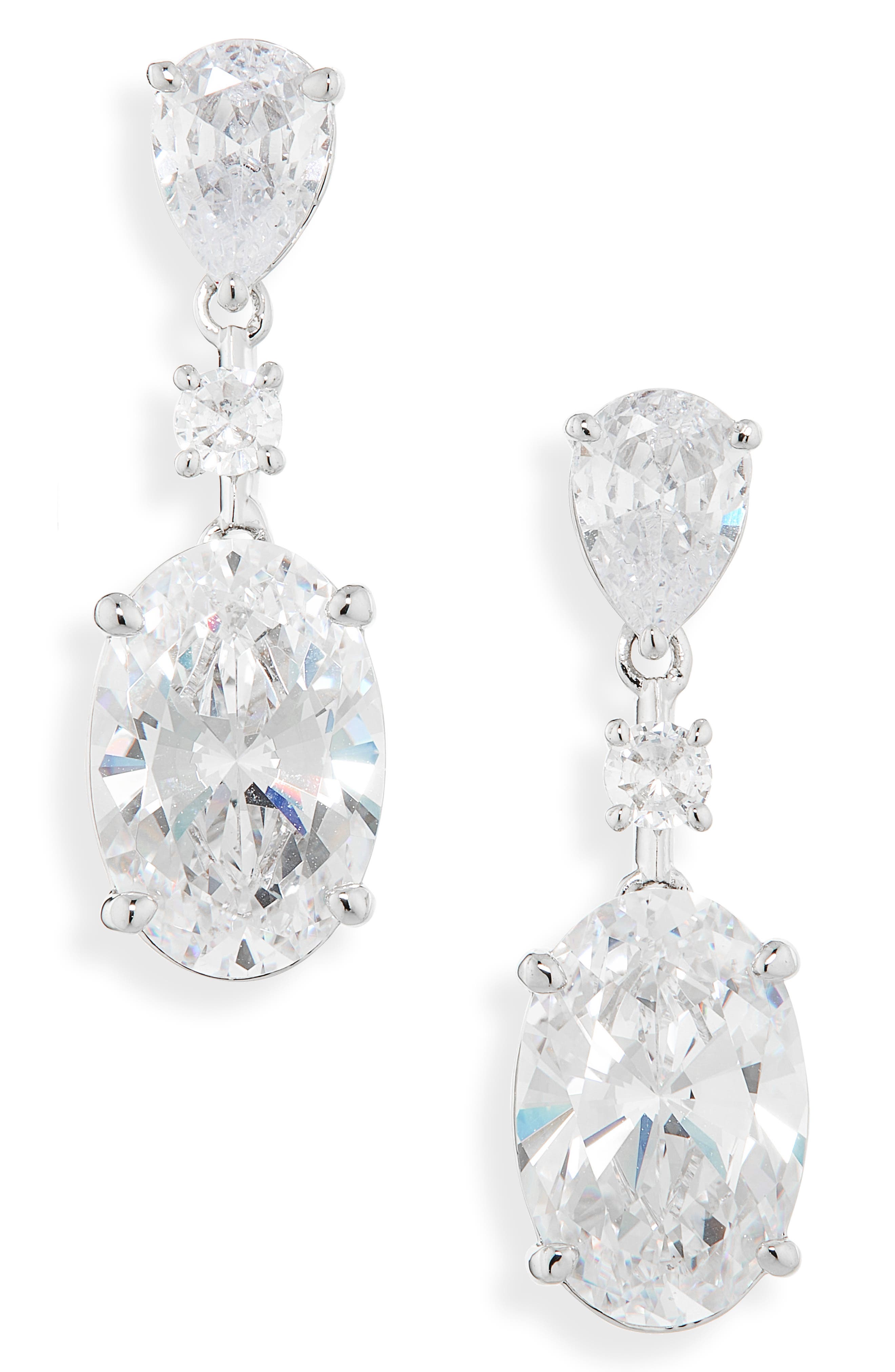 Nadri Skyline Cubic Zirconia Oval Drop Earrings