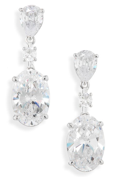 Skyline Cubic Zirconia Oval Drop Earrings