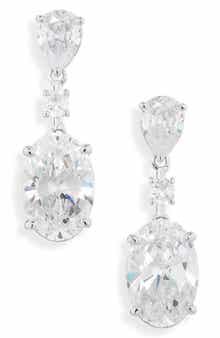 Nadri Skyline Cubic Zirconia Oval Drop Earrings