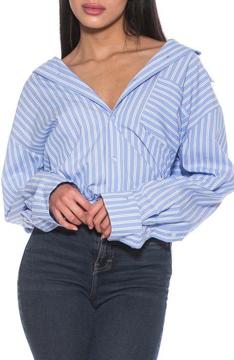 Tammi Oversize Stripe Boyfriend Button-Up Shirt
