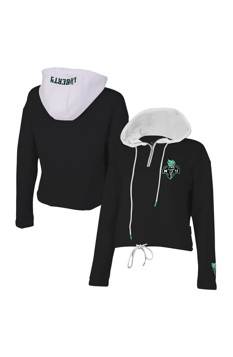 Stadium Essentials Women's Stadium Essentials Black New York Liberty Game Plan Quarter-Zip Hoodie, Alternate, color, 