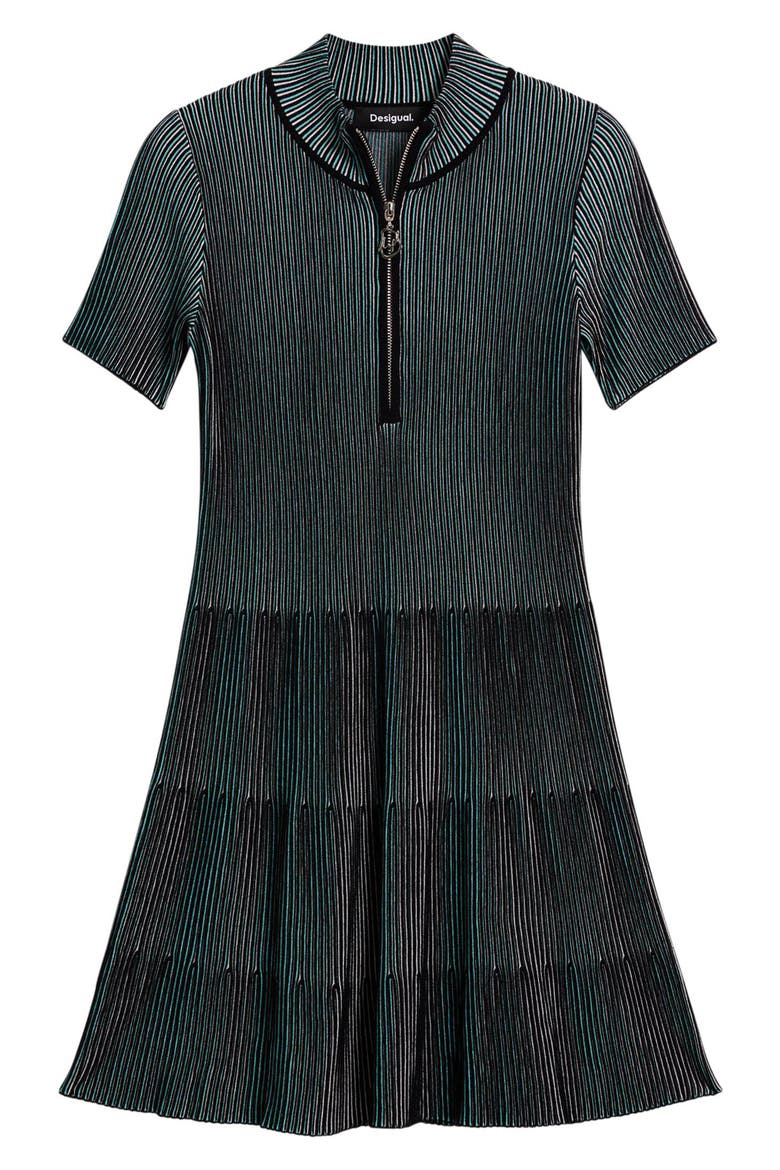 Rib Half Zip Minidress, Alternate, color, BLUE