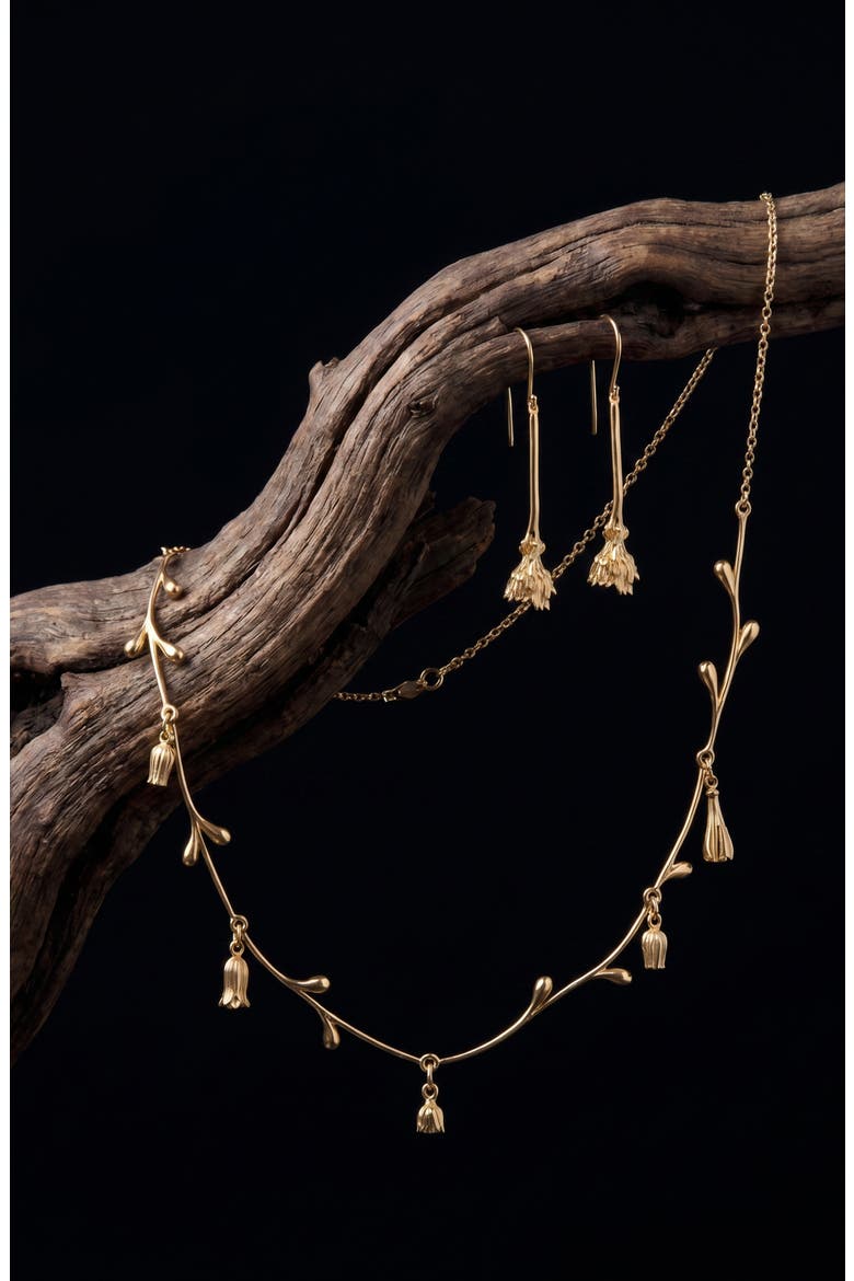 Dandelion Drop Earrings, Alternate, color, METALLIC GOLD