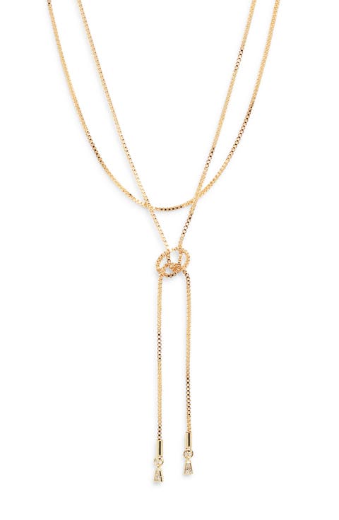 Cubic Zirconia Knotted Layered Y-Necklace