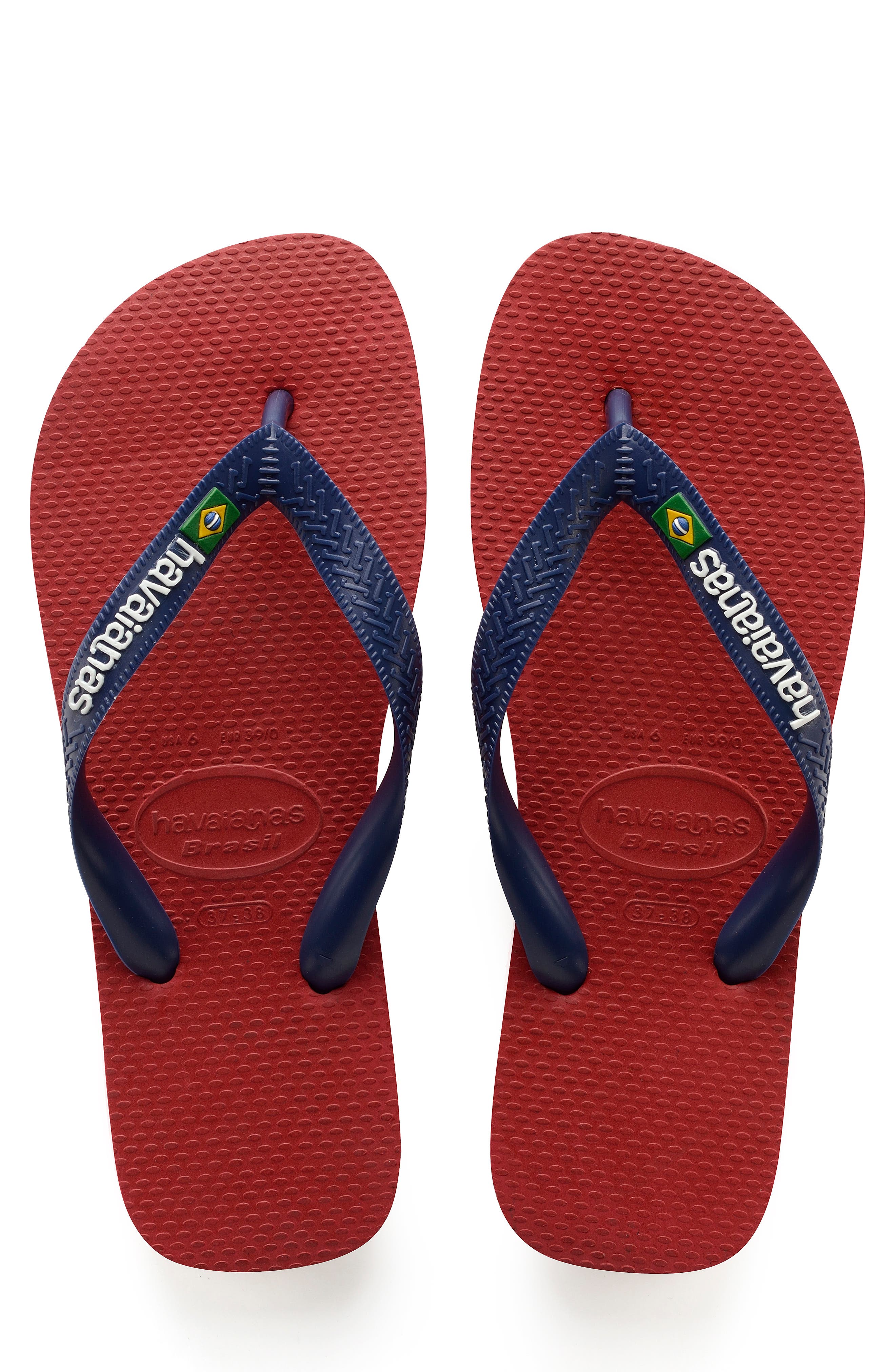 Brazil Logo Flip Flop, Main, color, RED