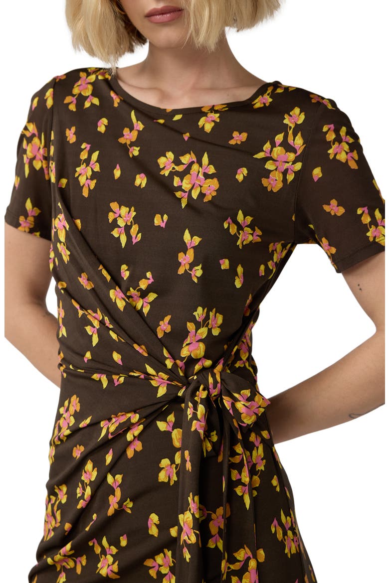 Mandy Floral Wrap Waist Midi Dress, Alternate, color, ISLAND ORCHID MINI BOUQUET