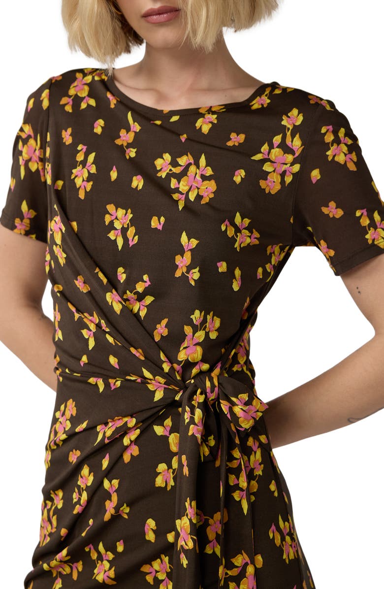 Diane von Furstenberg Mandy Floral Wrap Waist Silk Midi Dress, Alternate, color, Island Orchid Mini Bouquet