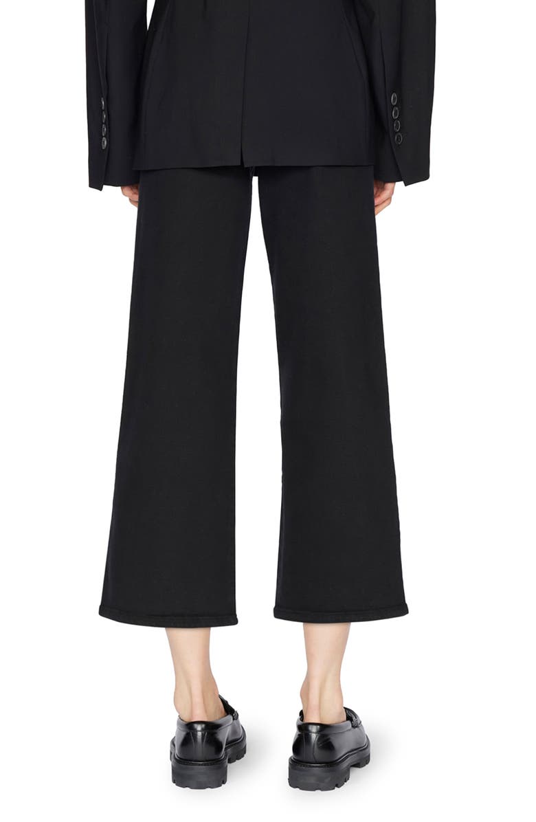 FRAME Jet Set Crop Wide Leg Pull-On Jeans, Alternate, color, Sheen Noir