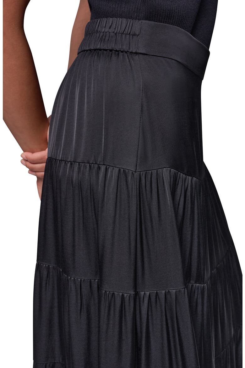 Satin Tiered Midi Skirt, Alternate, color, BLACK